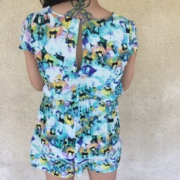 Floral watercolor romper-pink, purple, blu… - Picture 7 of 12